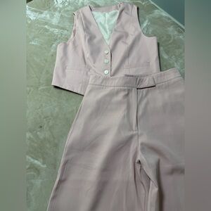 Elegant Pink Women's Pants and blazer Set